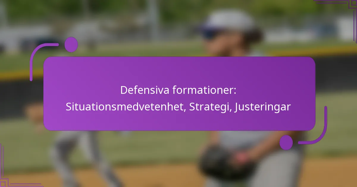 Defensiva formationer: Situationsmedvetenhet, Strategi, Justeringar