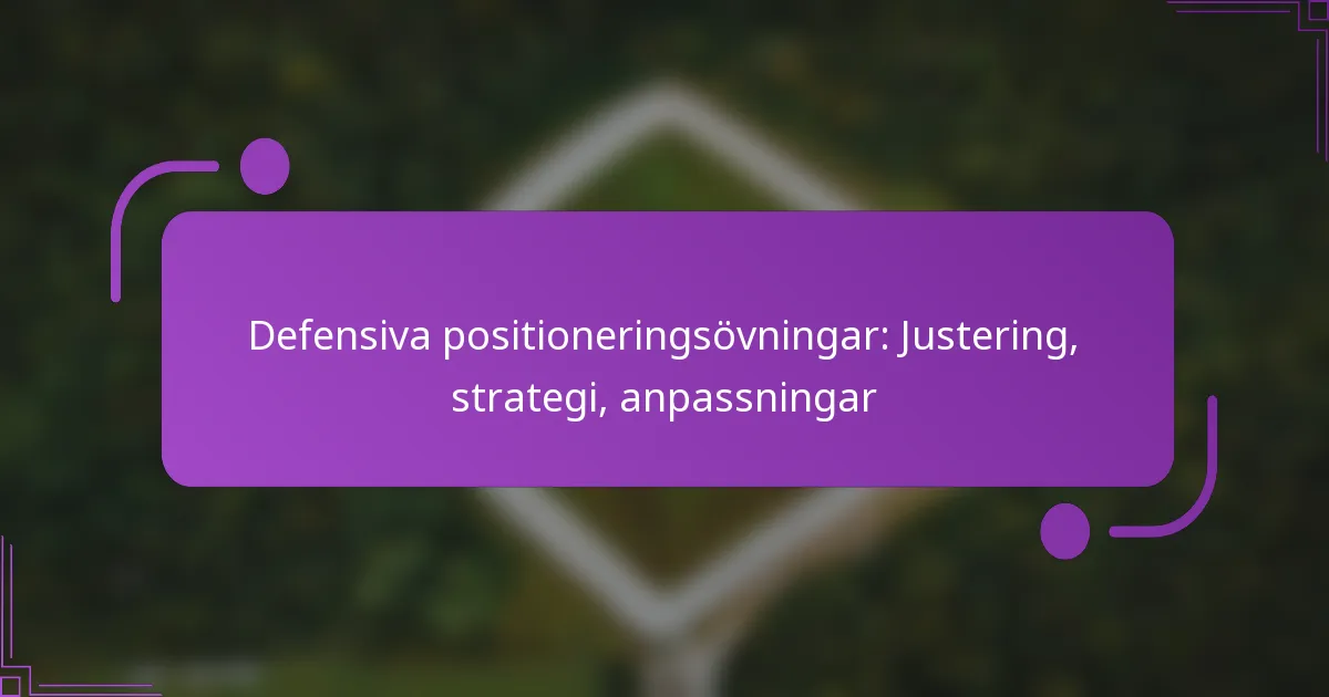 Defensiva positioneringsövningar: Justering, strategi, anpassningar