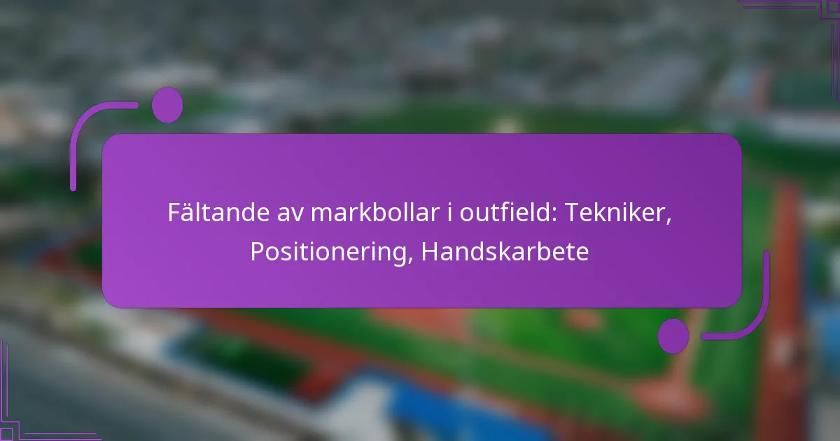 Fältande av markbollar i outfield: Tekniker, Positionering, Handskarbete