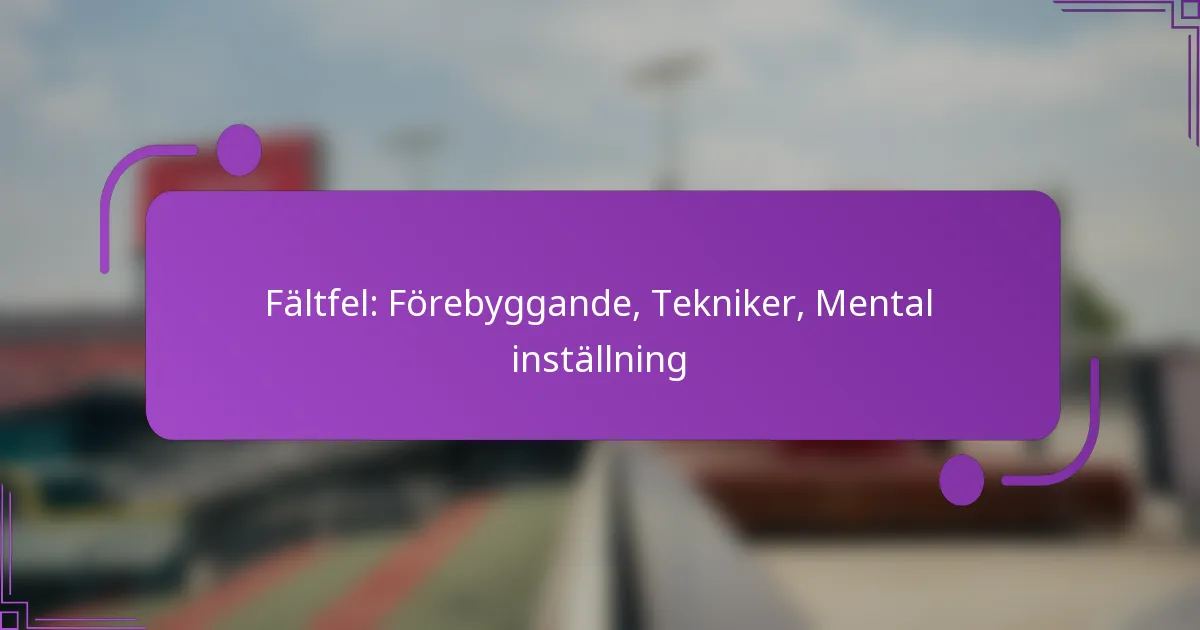 Fältfel: Förebyggande, Tekniker, Mental inställning
