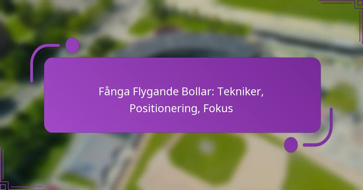 Fånga Flygande Bollar: Tekniker, Positionering, Fokus
